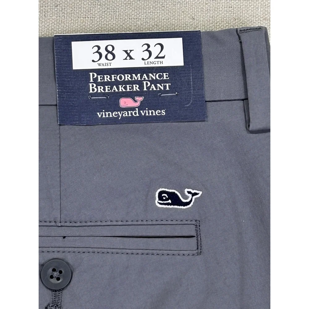 Vineyard Vines Mens 38 Golf Pants Performance Breaker Gray Harbor NWTs Office‎